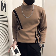 社会小伙痞帅修身男拼色套头毛衣社会小伙店主风301C-M38P78控108，男装针织衫/毛衣，星座301C（原B323）