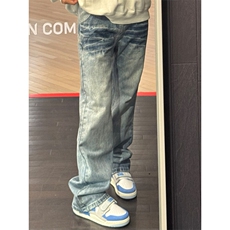 【有货】K7053HH-特P48浅蓝色闪电纹牛仔裤男女设计感直筒裤子，男装牛仔裤，星座1007（原301D）