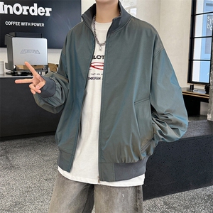 JK5023/P70春装新款炫彩缎面飞行夹克男女美式潮短款外套宽松上衣图片