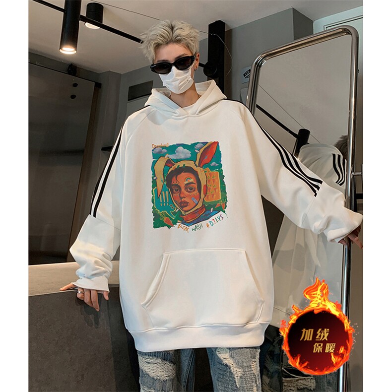抖音得物供货提供视频秋冬重磅美式宽松织带连帽卫衣0435,男装卫衣,电商A486