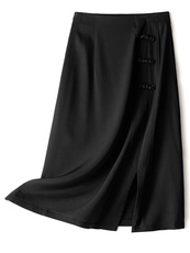 夏季新款简约百搭黑色显瘦真丝半身裙女休闲裙，女装半身裙，瑞上羊绒