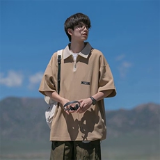 日系高级感polo衫男短袖夏季薄款ins潮牌复古重磅半袖t恤，男装T恤，星座506A
