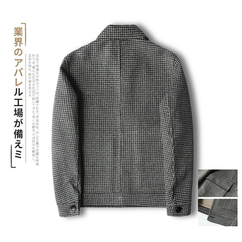 秋冬款千鸟格男士双面羊绒夹克翻领外套毛呢大衣Y8888P315控428,男装毛呢大衣,电商D230