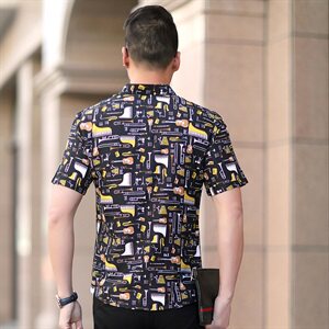 19大码衬衫男新款花纹衬衫男短袖衬衫男青年花衬衫QT5030/783p33图片