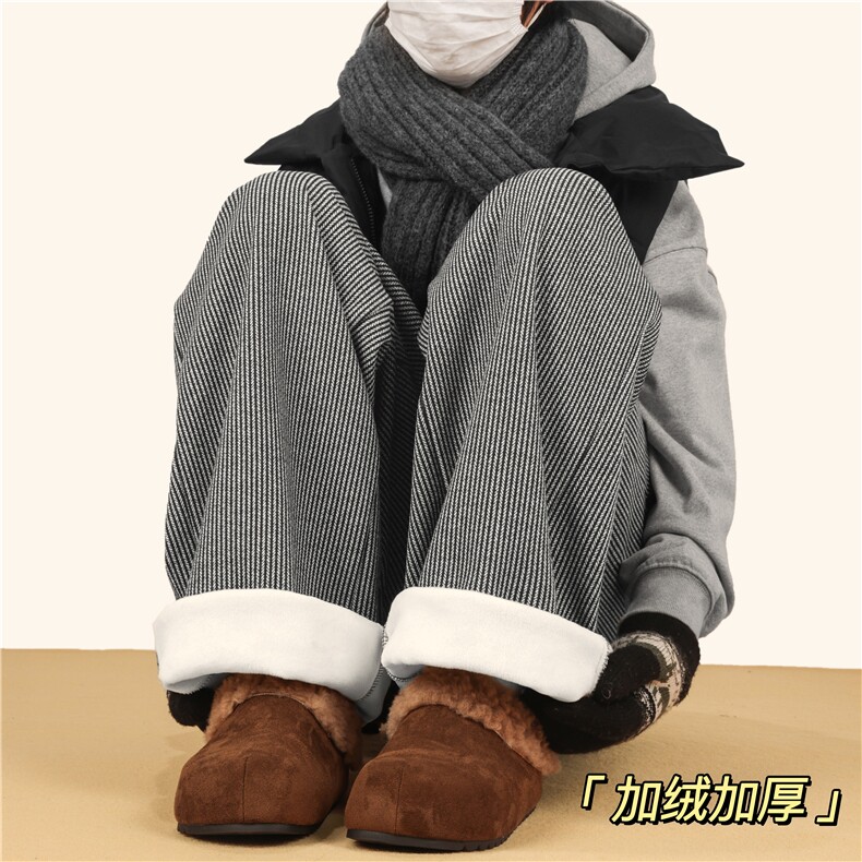 2025冬季美式细条纹设计感加绒百搭休闲裤B315-K25903JR-p65控88,男装卫衣,电商B315