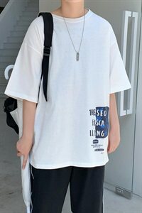 20夏季新款港风潮流韩版宽松情侣字母印花男装短袖T恤T1030-P35图片