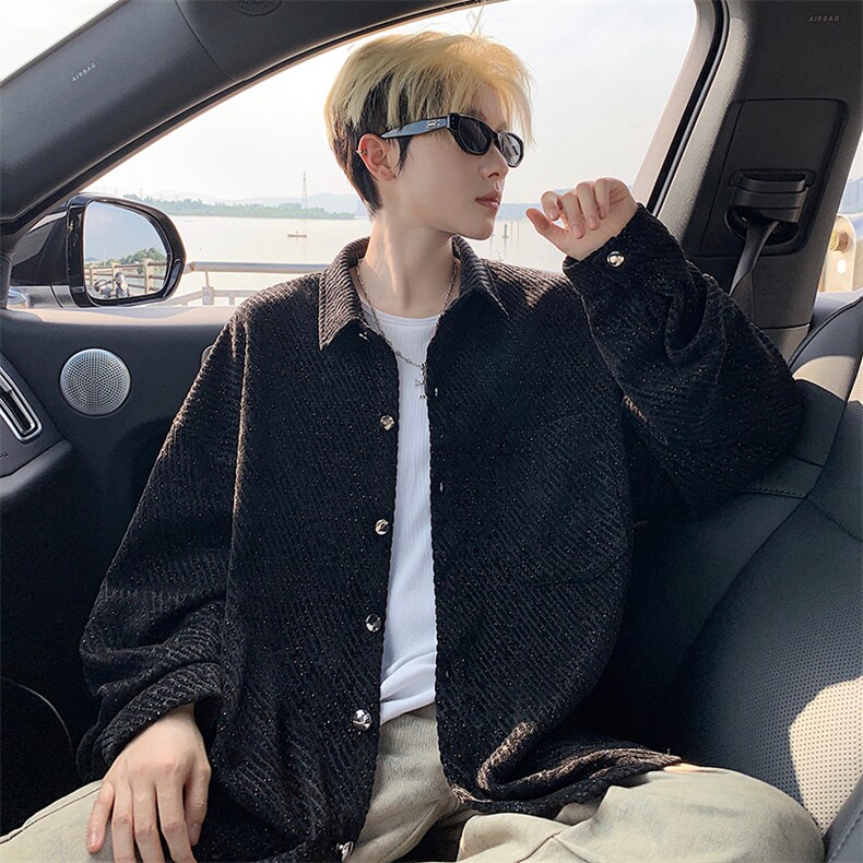 衬衫男秋季新款港风宽松大码小香风长袖衬衣CS7002-P42，男装衬衫，星座214-3