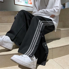 裤子高街ins潮排扣裤男士休闲裤直筒拖地宽松阔腿运动裤zk026-p38，女装休闲裤，星座1008-2