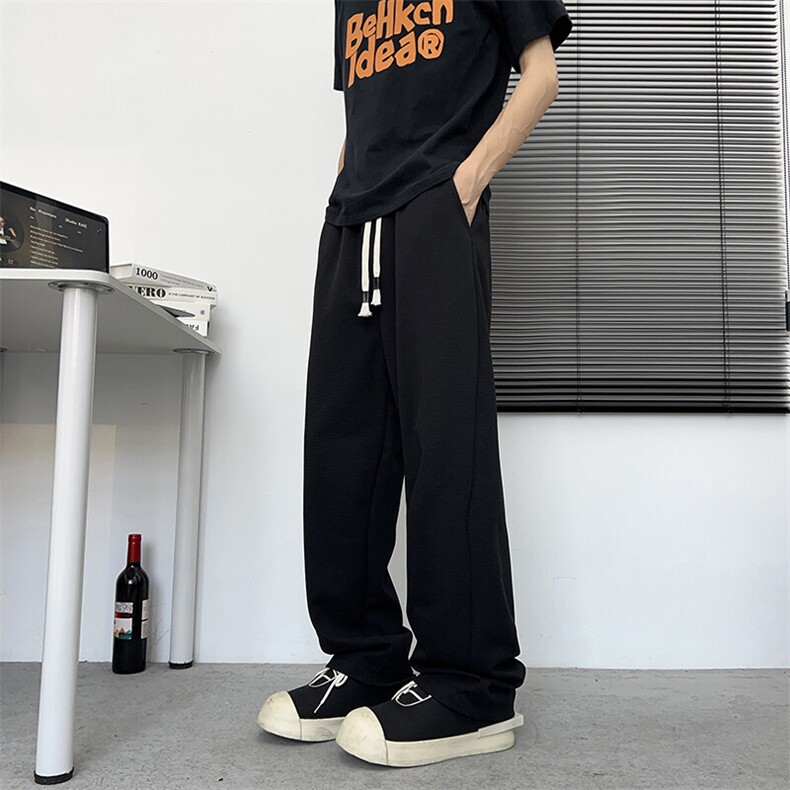 美式高级松紧腰抽绳裤子男小众设计感宽松垂感休闲长裤KZ0123-P38,男装休闲裤,星座308B-1