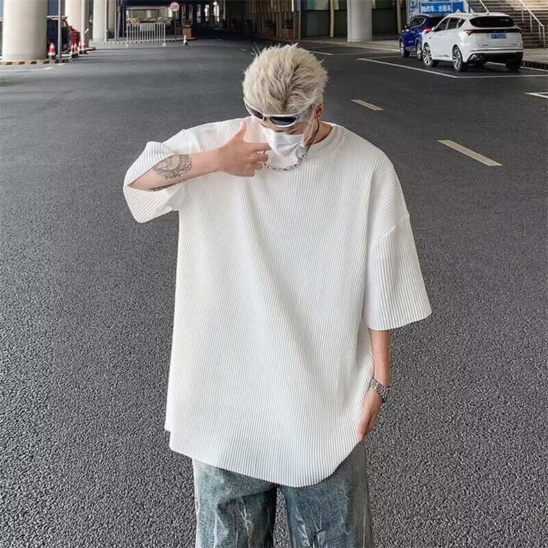 Q489-P36休闲短袖t恤夏季垂感五分袖韩版潮牌潮流重磅美式体恤,男装T恤,星座911-1