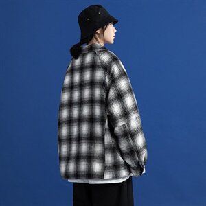 2020年秋冬新款高领休闲格纹呢料外套DS-B293-Y602-P95控125图片