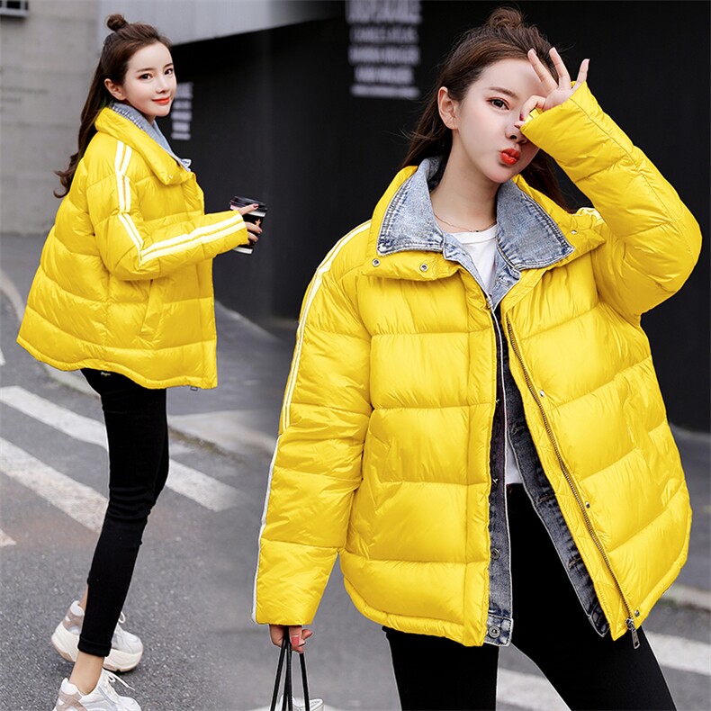 棉衣/棉服时尚潮流拼接牛仔舒适宽松2020年冬季长袖优雅气质，女装棉衣/棉服，瑶迪依秀