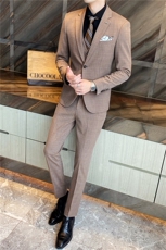 西服套装三件套男士商务休闲正装外套修身宴会结婚礼服格子小西装，男装西服套装，星座505-2（原电商A260-1)