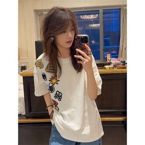 XZ809A/PPVV21/P20/控38 重磅印花美式复古圆领T恤图片