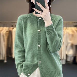 2025秋季新款毛衣女遮肚宽松显瘦早秋百搭针织新款圆领开衫上衣女图片