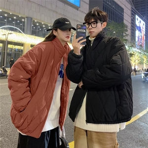 情侣棉服男女冬季新款棉袄棒球服外套小众设计感菱格棉衣Y013-p68图片