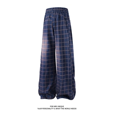 美式复古格子裤加绒加厚休闲裤冬季阔腿裤男D52141-TP4588，男装卫衣，电商A102