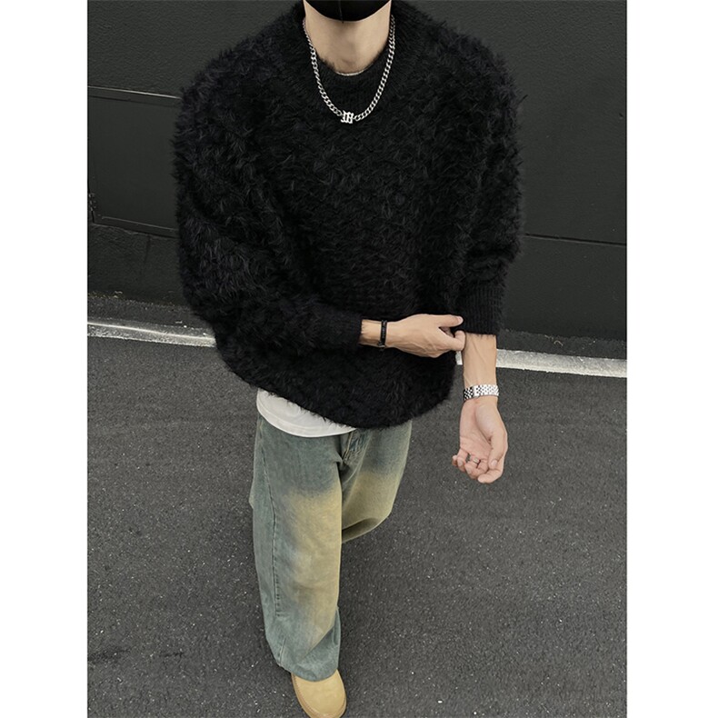 517A-8-M614-P75现货重磅高品质长毛毛衣韩版针织衫黑墙,男装针织衫/毛衣,星座517A-8（原B282）