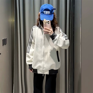 抖音得物高品质 美式高街重磅结构设计拼接织带立领卫衣外套 CM42图片