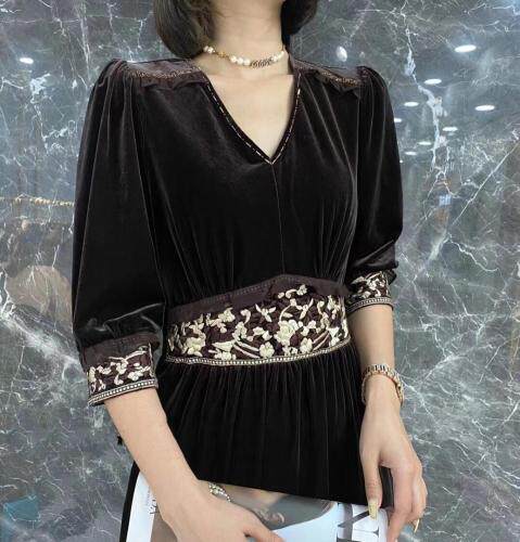 早秋新款重工刺绣绒连衣裙，女装连衣裙，紫燕千娇