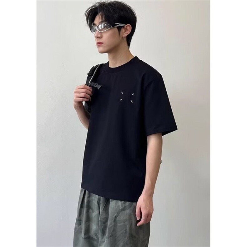 夏季新款ins潮牌简约纯色短袖t恤男宽松棉质小领口上衣TF80,男装T恤,星座1116A（原606A-3）