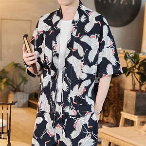 夏季大码风道袍棉麻开衫薄款衬衫日系和服情侣外套潮 F03/P45图片