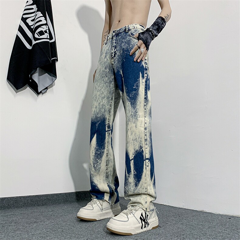 牛仔裤2023男款美式高街vibe男生裤子潮牌痞帅长裤N01315-P45,男装牛仔裤,星座308B-1