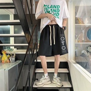 HD74114-P22 华夫格短裤男大码宽松五分裤男直筒中裤图片