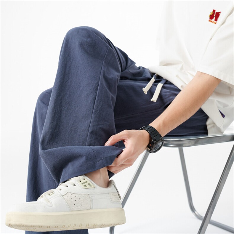 棉麻裤男夏季薄款休闲裤潮流宽松直筒运动长裤Z9990-P35,女装休闲裤,星座610（原A335）