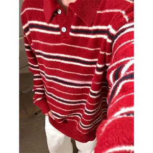 JY548-P58 开衫毛衣美式复古休闲慵懒风V领针织衫男纯色外套图片
