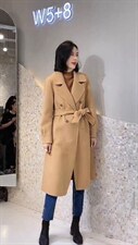 2021秋冬新款时尚西装领四粒扣系腰带长款百分百羊毛双面呢外，女装西装，L·H·X