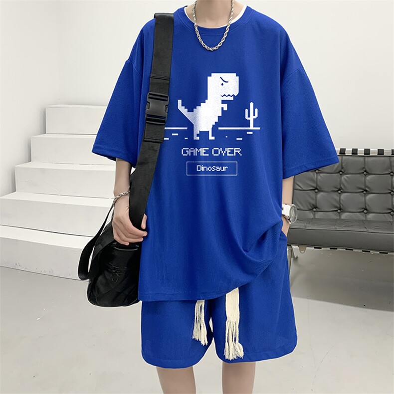 华夫格套装运动短袖t恤套装休闲两件套一套HZ84315-P44,男装T恤,电商A040