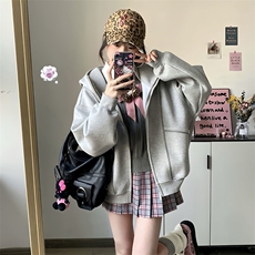 抖音得物高品质秋冬美式高街重磅结构辑明线纹理连帽卫衣外套W111，男装卫衣，电商A486