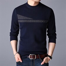 21秋冬新款圆领纯色毛线衣针织毛衣中年男士商务休闲QLM6905-P60，男装针织衫/毛衣，电商B212（原钱塘6029）