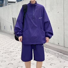 套装男士韩版潮流痞子帅气夏季防晒衣2026新款ins五分裤W5828-P57，男装防晒衣，星座412-2