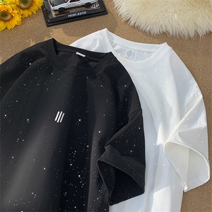 可48小时发货支持抖音得物来样二开 美式满天星亮片短袖T恤MTX693图片
