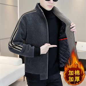 秋冬主推男士立领加棉加厚潮流修身毛呢大衣短款夹克A76P140图片