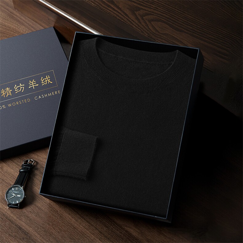 秋冬新款纯色针织圆领套头上衣时尚百搭,男装针织衫/毛衣,曼云男装羊绒
