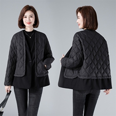 现货2023冬季新款小众设计假两件拼接羽绒服宽松宽松百搭，女装羽绒服，深水步