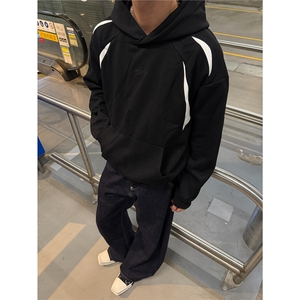 复古潮牌异形分割网眼拼接连帽卫衣解构机能风男女上衣WY0061图片