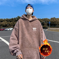 直播品质500克重磅美式印花做旧加绒加厚水洗卫衣冬SL1669特P65，男装卫衣，电商A486