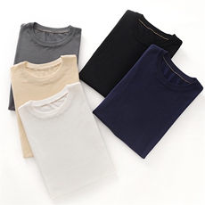 夏季新款简约莱塞尔金边圆领短袖男宽松百搭显瘦时尚休闲上衣，男装T恤，牧绒家园