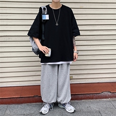 图案已注册港风日系休闲情侣潮大码风短袖T恤男DT726F30，男装T恤，星座227-7