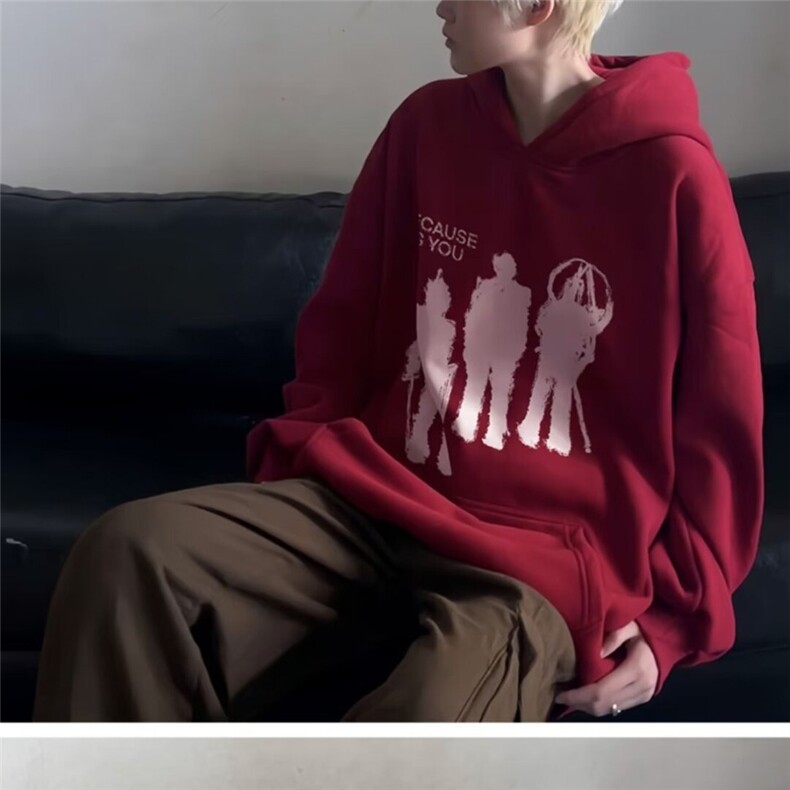 350g华棉潮牌印花连帽卫衣男女休闲春秋宽松时尚上衣5180-P43网图,男装卫衣,电商B245