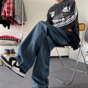 春秋季水洗直筒男宽松ins潮流百搭休闲裤男装牛仔裤NK2024-P45图片