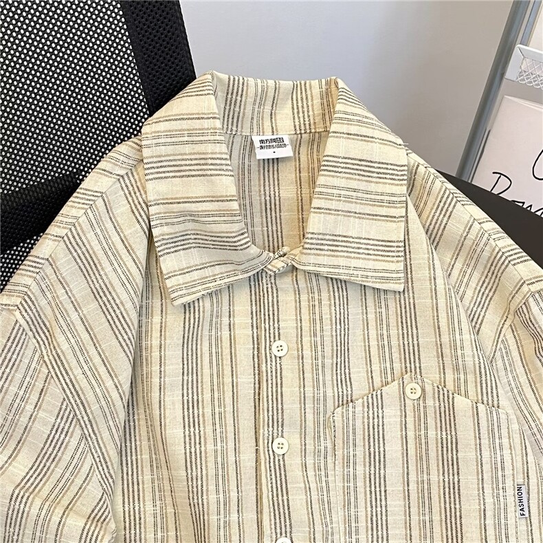 高品质夏款男短袖衬衫条纹宽松短袖衬衣CS121P45,男装衬衫,星座1013-1