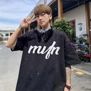 量大优供抖音视频 支持得物配合二开美式满天星亮片短袖T恤MTX600图片