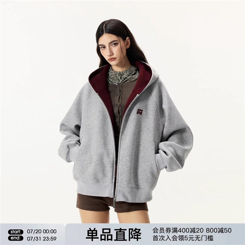 微短款撞色刺绣双拉炼开衫棉T男女潮牌情侣连帽休闲外套,女装短外套,星座1210-1