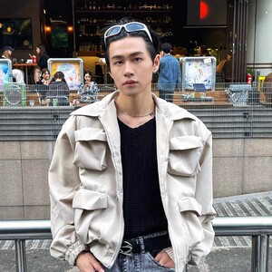 现货JY200-P63 帅气高街潮流夹克男装垫肩设计机车上衣 网图图片