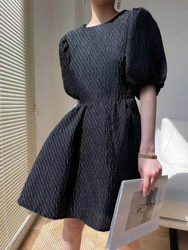 夏季圆领泡泡袖提花裙，女装，LION&CAT(2F)